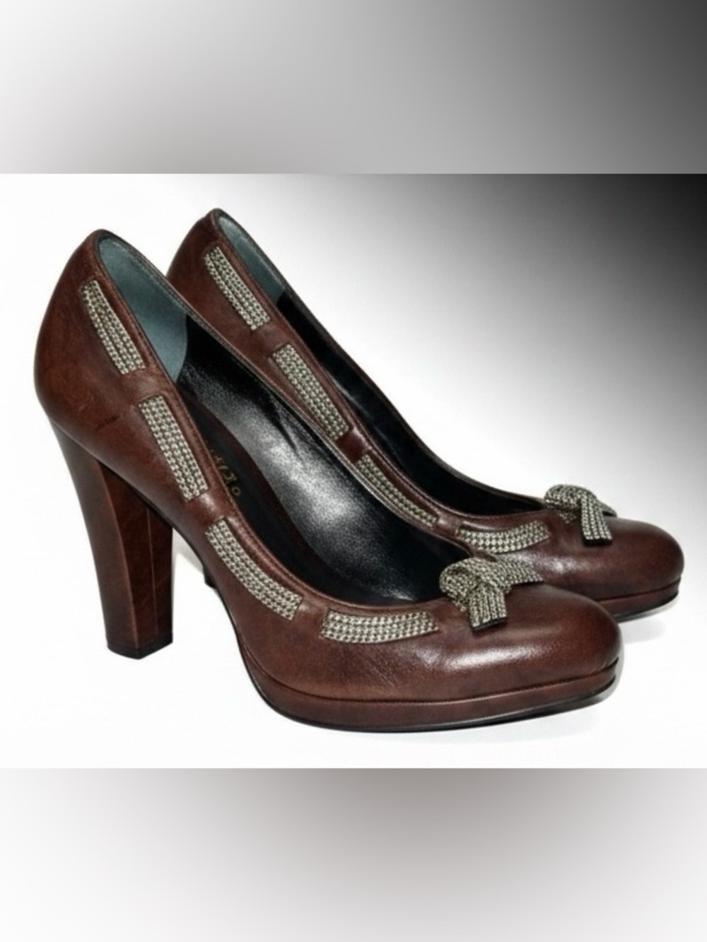 MAX AZRIA BCBG Brown Size 7B (37) Made in ITALY Brown Gold/silver Accent